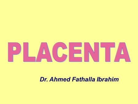 PLACENTA Dr. Ahmed Fathalla Ibrahim.