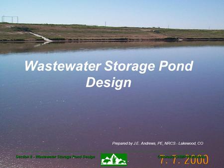 Wastewater Storage Pond Design