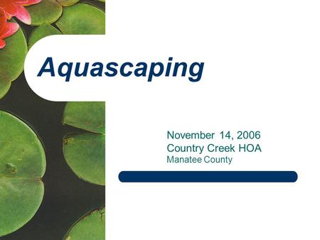 Aquascaping November 14, 2006 Country Creek HOA Manatee County.