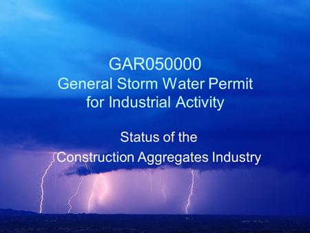 GAR General Storm Water Permit for Industrial Activity