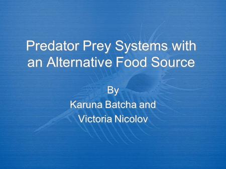 Predator Prey Systems with an Alternative Food Source By Karuna Batcha and Victoria Nicolov By Karuna Batcha and Victoria Nicolov.