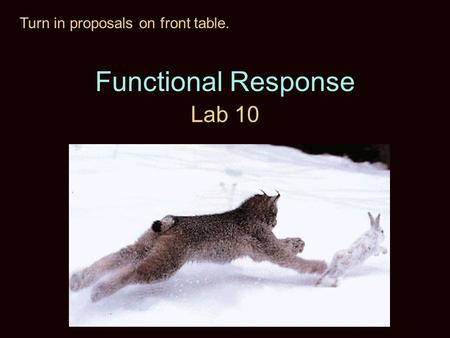 Functional Response Lab 10 Turn in proposals on front table.