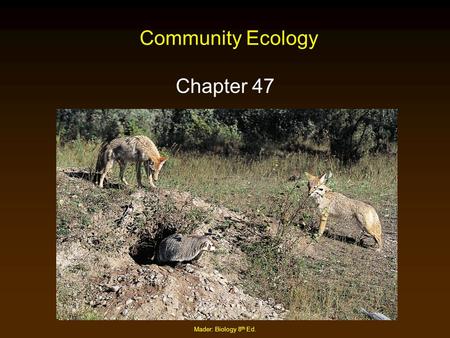 Community Ecology Chapter 47 Mader: Biology 8th Ed.
