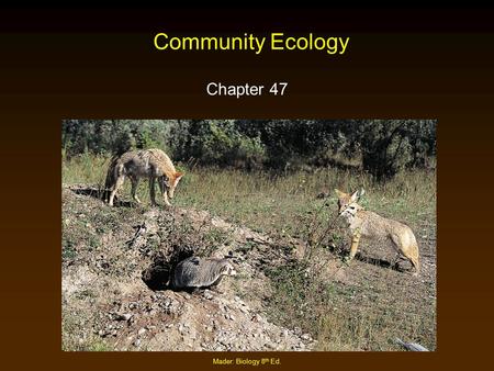 Community Ecology Chapter 47 Mader: Biology 8th Ed.