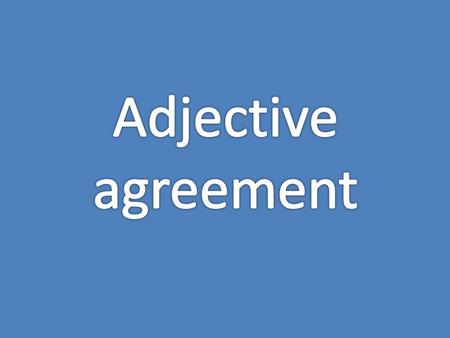 Adjective agreement.