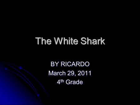 The White Shark BY RICARDO March 29, 2011 4 th Grade.