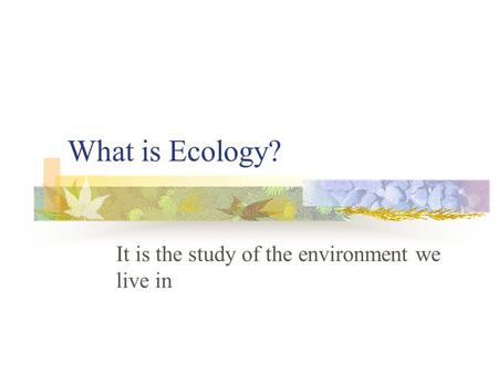 It is the study of the environment we live in