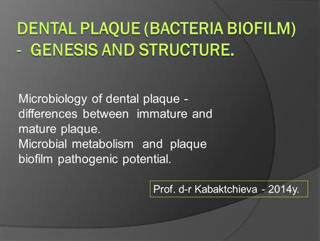 Dental plaque (bacteria biofilm) - genesis and structure.