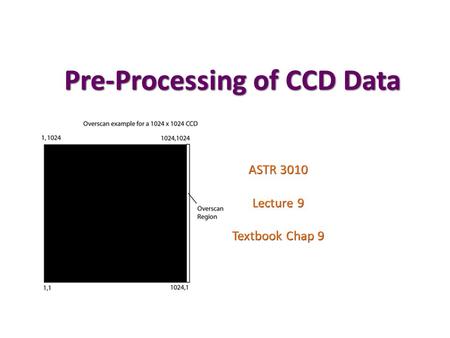 Pre-Processing of CCD Data ASTR 3010 Lecture 9 Textbook Chap 9.