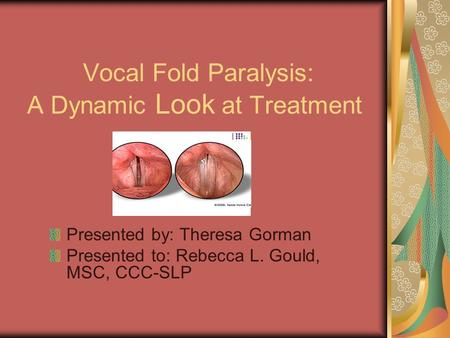 Vocal Fold Paralysis: A Dynamic Look at Treatment