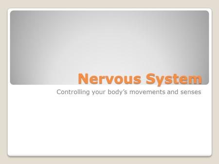 Nervous System Controlling your body’s movements and senses.