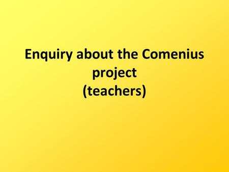 Enquiry about the Comenius project (teachers). How well do you think your team was working?