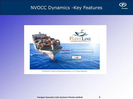 Paragon Dynamics Info Systems Private Limited 0 NVOCC Dynamics -Key Features.