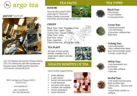 TEA FACTS ORIGIN Black Teas: India, Sri Lanka, China Green Teas: Japan, China Oolong Teas: Taiwan, China White Teas: China Red Teas: Africa Mate: Argentina.