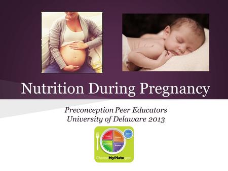 Nutrition During Pregnancy Preconception Peer Educators University of Delaware 2013.
