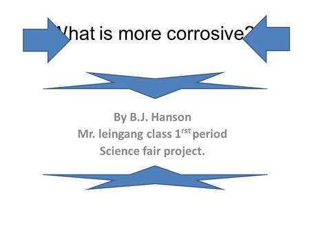 By B.J. Hanson Mr. leingang class 1rst period Science fair project.