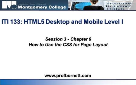 ITI 133: HTML5 Desktop and Mobile Level I