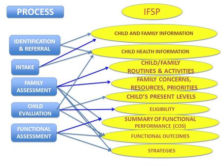 IDENTIFICATION & REFERRAL INTAKE FAMILY ASSESSMENT CHILD EVALUATION FUNCTIONAL ASSESSMENT CHILD AND FAMILY INFORMATION CHILD HEALTH INFORMATION FAMILY.