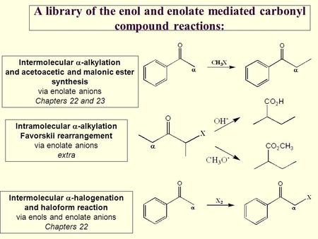 Intermolecular a-alkylation and acetoacetic and malonic ester