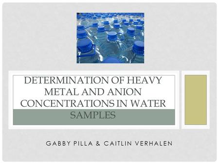 GABBY PILLA & CAITLIN VERHALEN DETERMINATION OF HEAVY METAL AND ANION CONCENTRATIONS IN WATER SAMPLES.