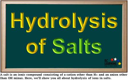 A salt is an ionic compound consisting of a cation other than H+ and an anion other than OH minus. Here, we’ll show you all about hydrolysis of ions in.