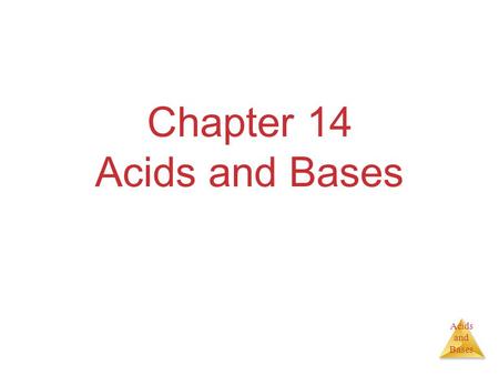 Acids and Bases Chapter 14 Acids and Bases. Acids and Bases Some Definitions Arrhenius  Acid:Substance that, when dissolved in water, increases the concentration.