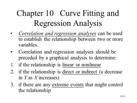 Chapter 10 Curve Fitting and Regression Analysis