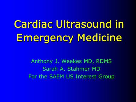 Cardiac Ultrasound in Emergency Medicine