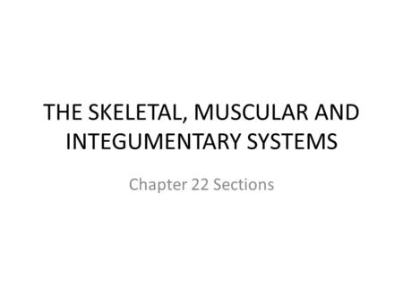 THE SKELETAL, MUSCULAR AND INTEGUMENTARY SYSTEMS
