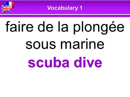 Scuba dive faire de la plongée sous marine Vocabulary 1.