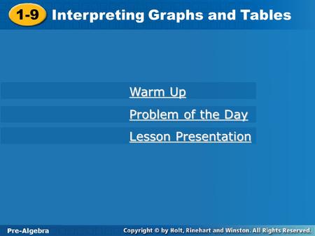 Interpreting Graphs and Tables