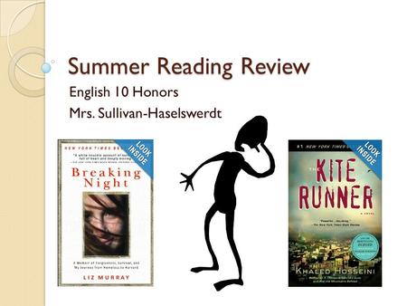 Summer Reading Review English 10 Honors Mrs. Sullivan-Haselswerdt.