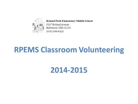 RPEMS Classroom Volunteering