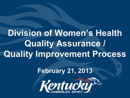 Division of Women’s Health Quality Assurance / Quality Improvement Process February 21, 2013.