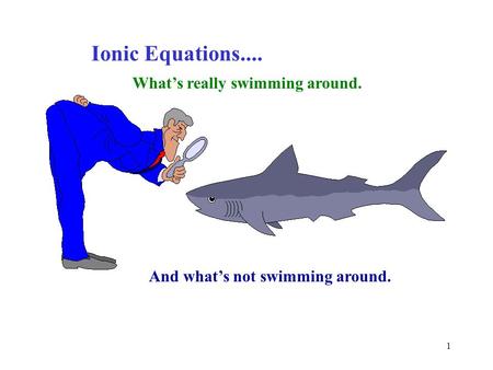 1 Ionic Equations.... What’s really swimming around. And what’s not swimming around.