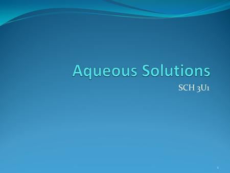 SCH 3U1 1. Solubility of Ionic Compounds 2 All solutes will have some solubility in water. “Insoluble” substances simply have extremely low solubility.