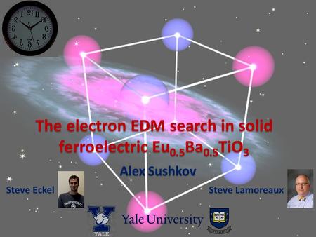 The electron EDM search in solid ferroelectric Eu 0.5 Ba 0.5 TiO 3 Alex Sushkov Steve EckelSteve Lamoreaux.
