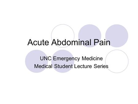 UNC Emergency Medicine Medical Student Lecture Series
