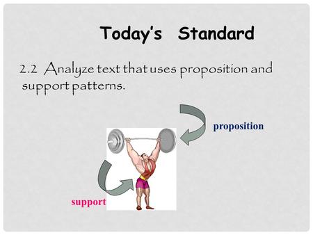 Today’s Standard 2.2 Analyze text that uses proposition and