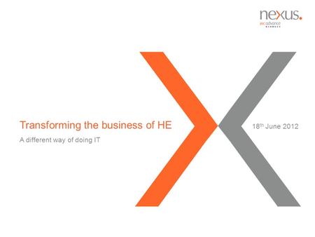 Transforming the business of HE A different way of doing IT 18 th June 2012.