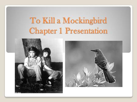 To Kill a Mockingbird Chapter 1 Presentation
