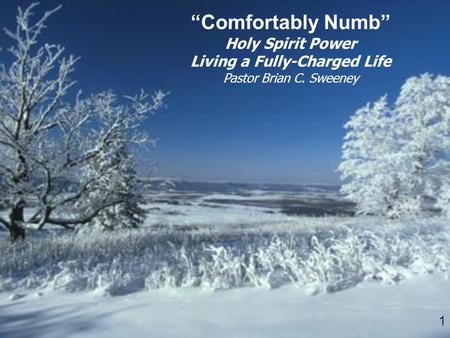1 “Comfortably Numb” Holy Spirit Power Living a Fully-Charged Life Pastor Brian C. Sweeney.