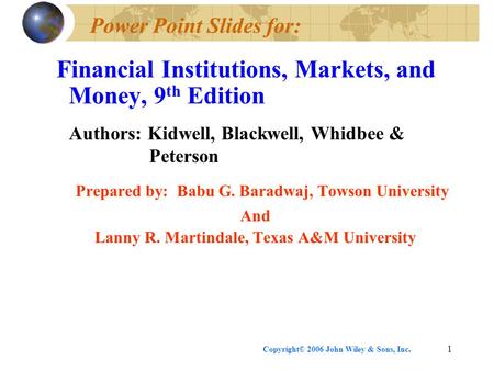 Power Point Slides for: