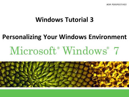 ®® Microsoft Windows 7 Windows Tutorial 3 Personalizing Your Windows Environment.