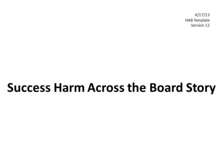 Success Harm Across the Board Story 4/17/13 HAB Template Version 12.
