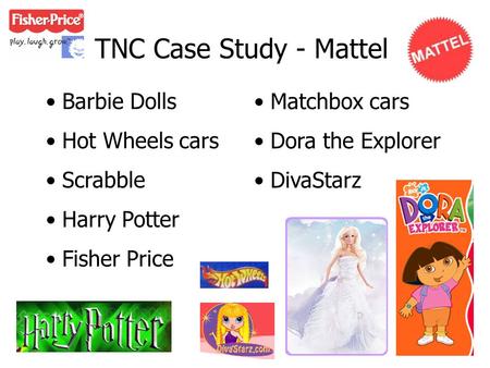 TNC Case Study - Mattel Barbie Dolls Hot Wheels cars Scrabble