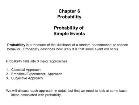 Probability Simple Events