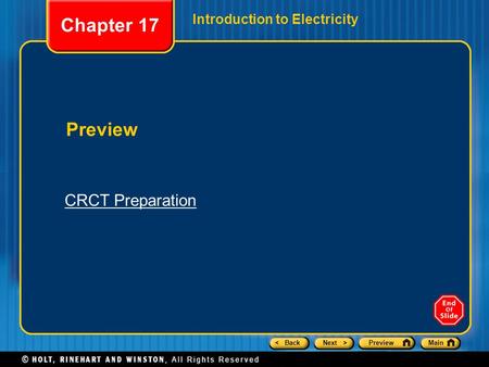 Chapter 17 Introduction to Electricity Preview CRCT Preparation.