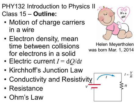 PHY132 Introduction to Physics II Class 15 – Outline: