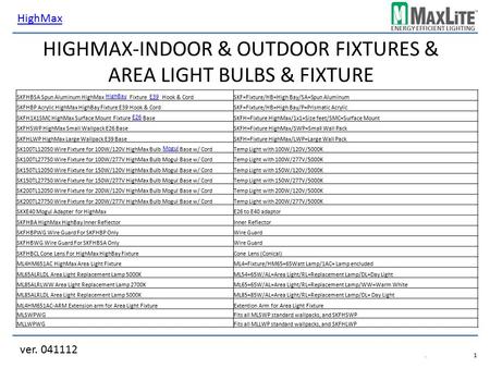 HighMax-Indoor & Outdoor Fixtures & Area Light Bulbs & Fixture